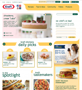 The homepage of Kraft's online content hub